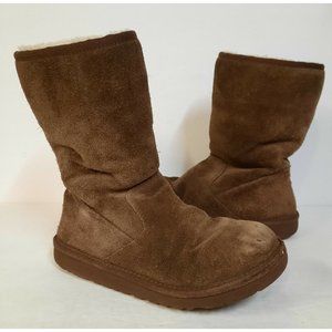 UGG Lil Sunshine Kids Fur Boots 5948 Size 3 Suede Side Zipper Chocolate Brown